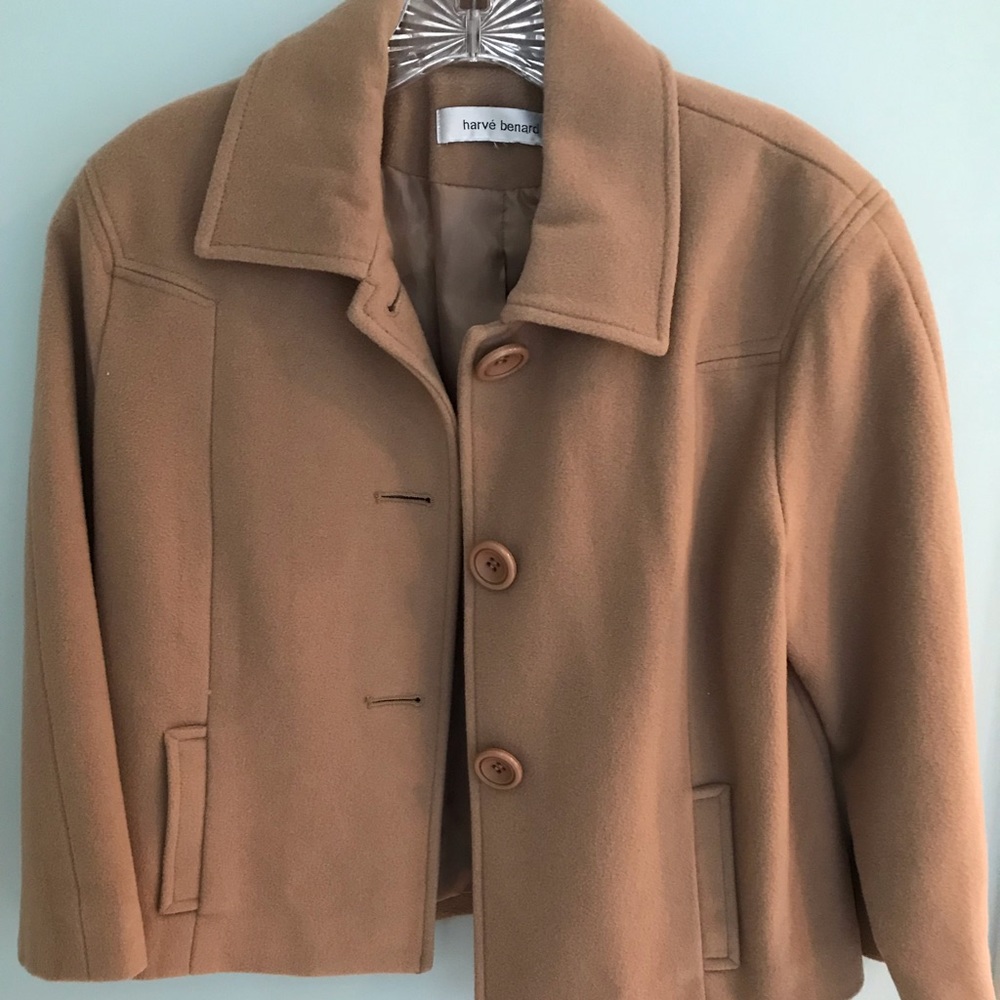 Wool camel 3/4 sleeve jacket sz 6
